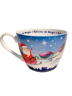 Santa siting in Unicorn Flying Sled Large Bone China Mug